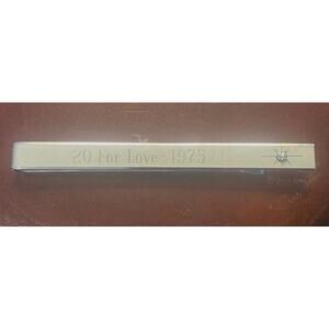VTG Silver Tone Krementz Tie Bar with Engraving and Rhinestone...2 1/2"